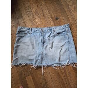 Gap Denim Jean Mini Skirt 100% Cotton Light Wash Size 16 Plus Size